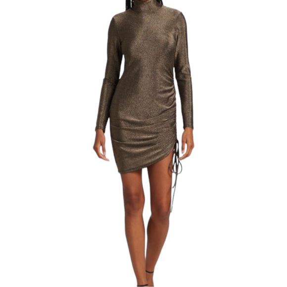 N:PHILANTHROPY Demetra Metallic Minidress Brown Gold Bodycon Stretch size Large - Picture 3 of 16